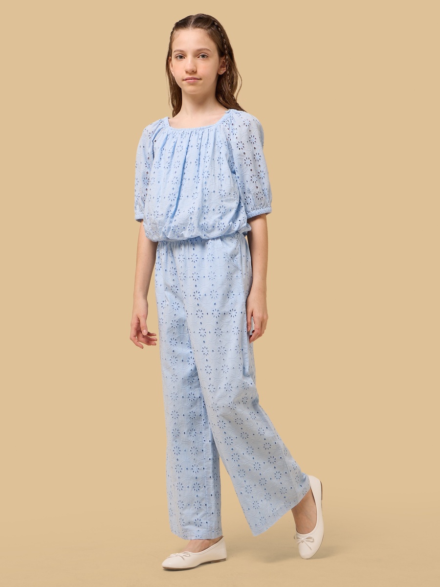 Schiffli Embroidered Wide Leg Pants