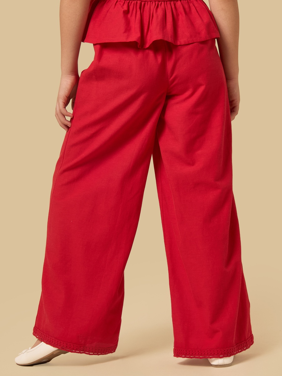 Pleated Linen Blend Wide Leg Pants