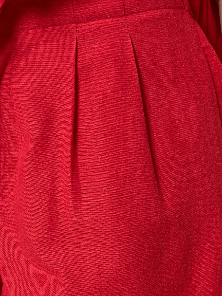 Pleated Linen Blend Wide Leg Pants