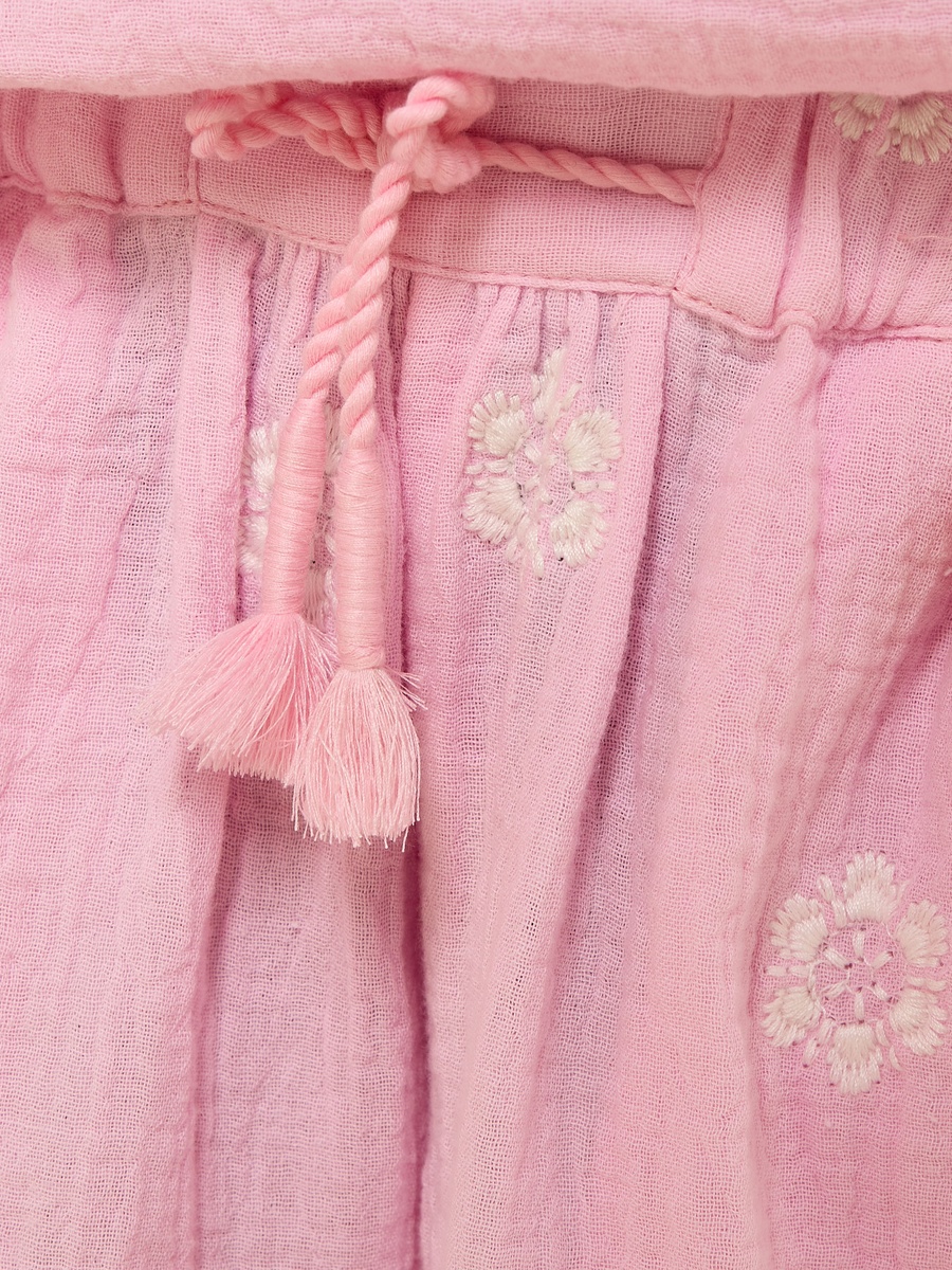 Embroidered Linen Blend Pants