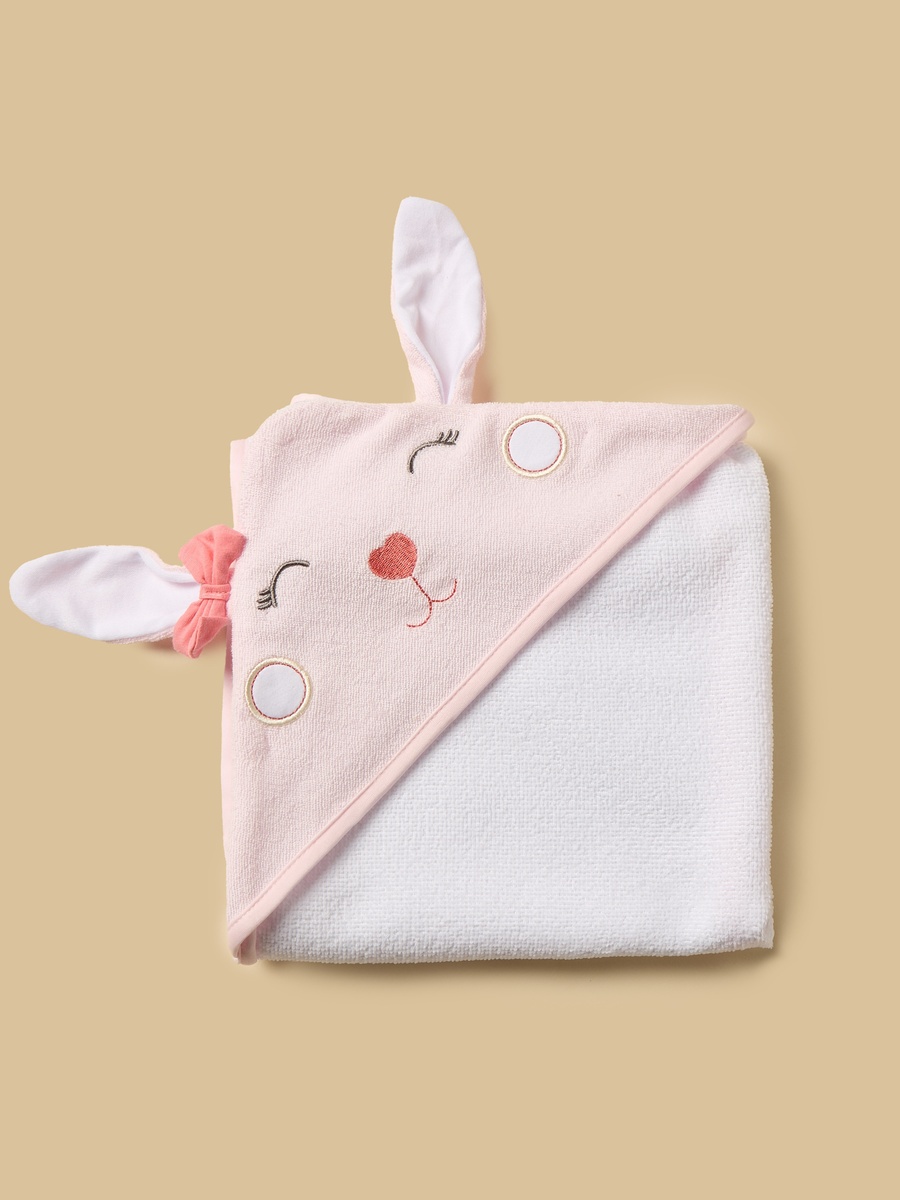 Bunny Ear Applique 4-Piece Hooded Bath Towel and Wash Cloth Set