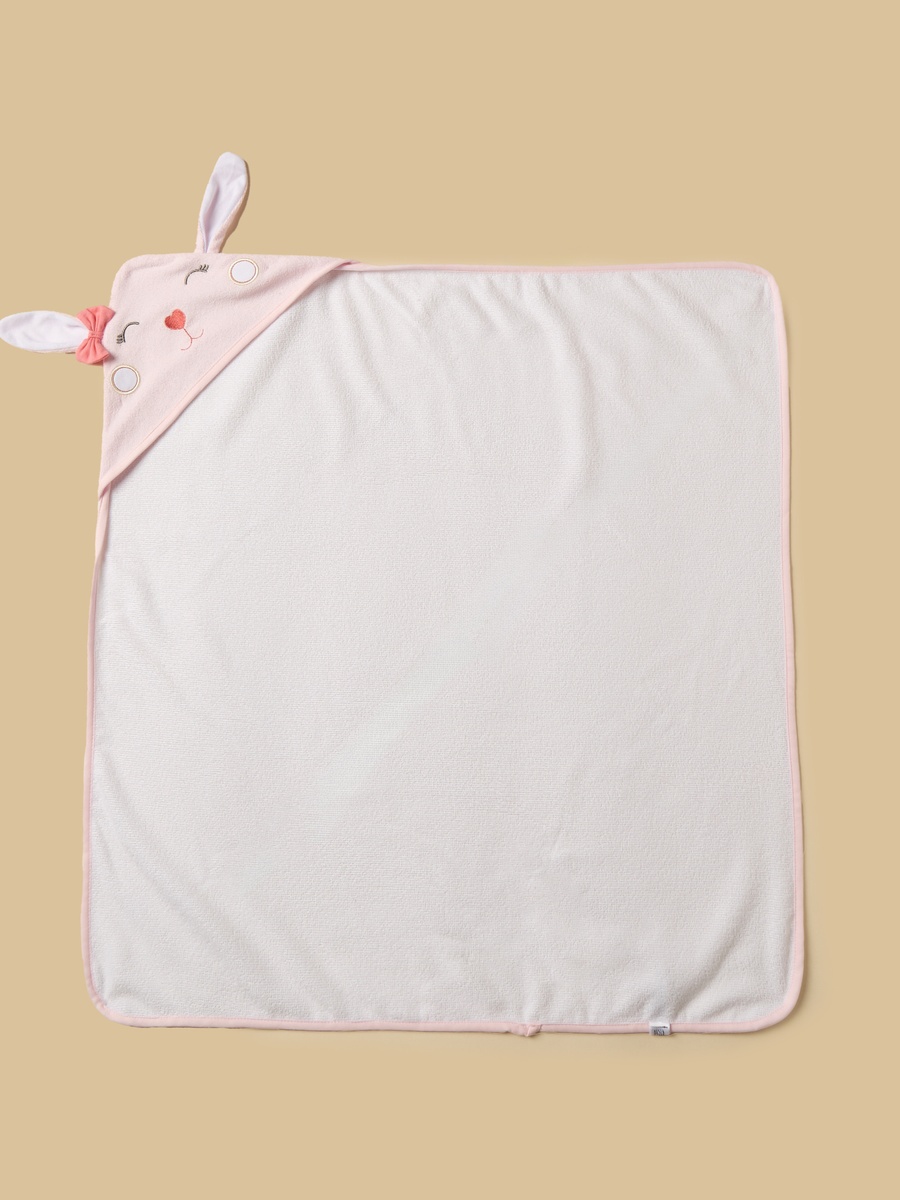 Bunny Ear Applique 4-Piece Hooded Bath Towel and Wash Cloth Set