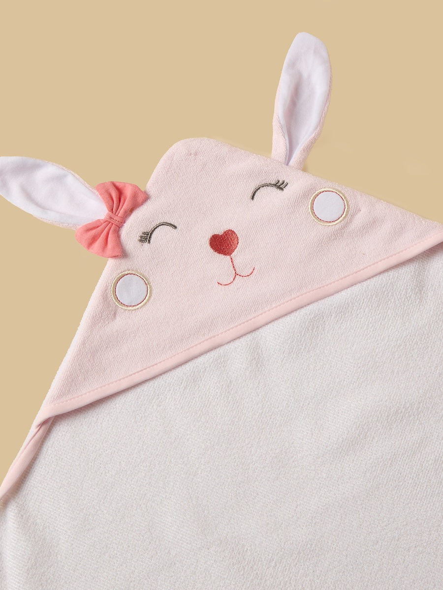 Bunny Ear Applique 4-Piece Hooded Bath Towel and Wash Cloth Set