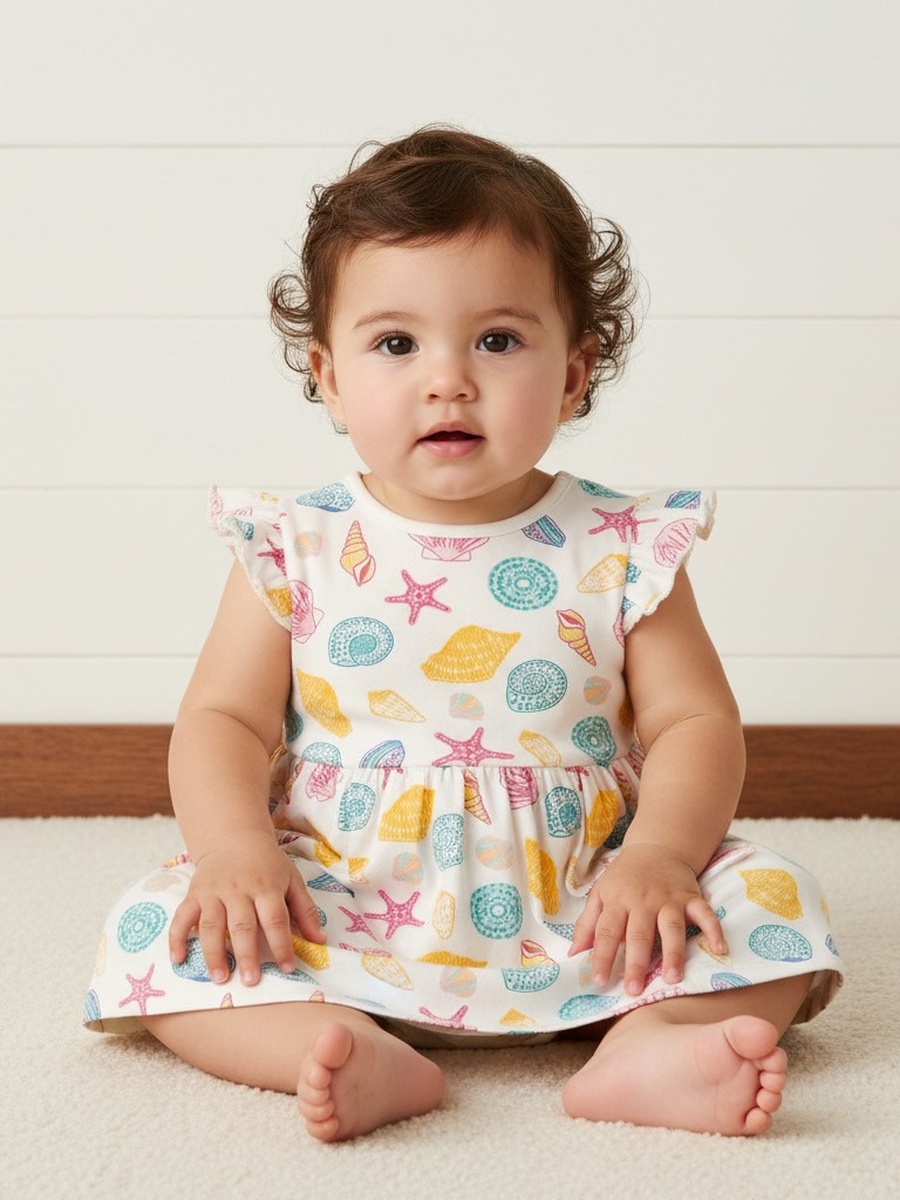 Seashell Print Cotton Dress