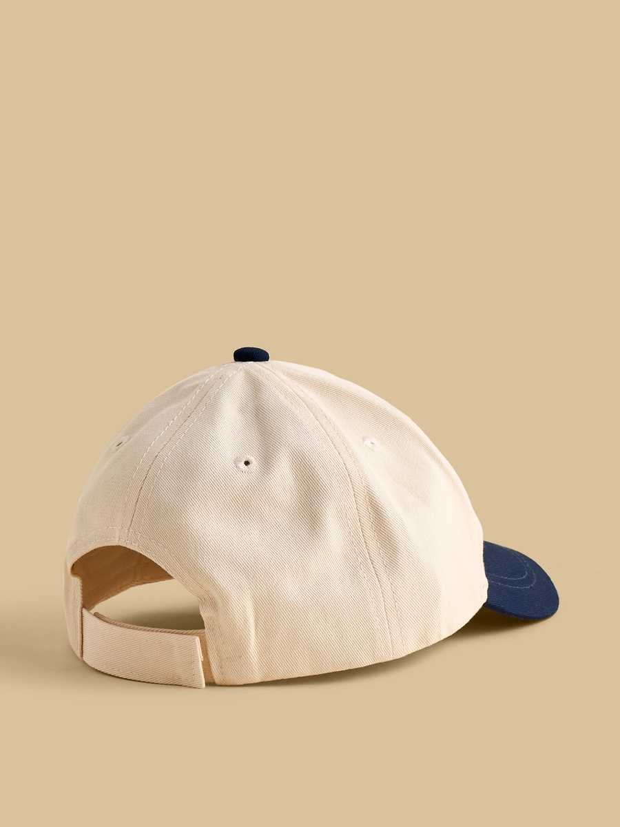 Stitch Print Cap with Hook and Loop Strap Closure