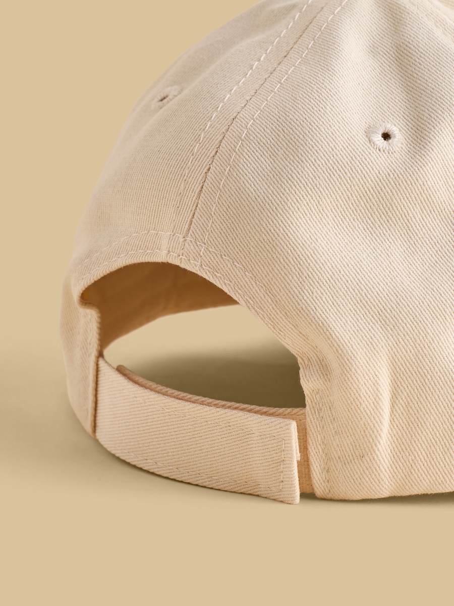 Stitch Print Cap with Hook and Loop Strap Closure
