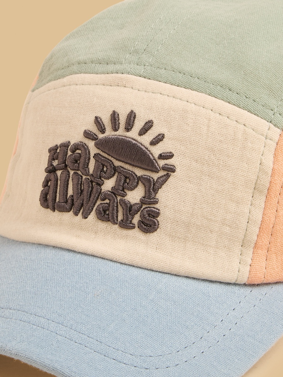 Colourblock Cap with Hook and Loop Strap Closure