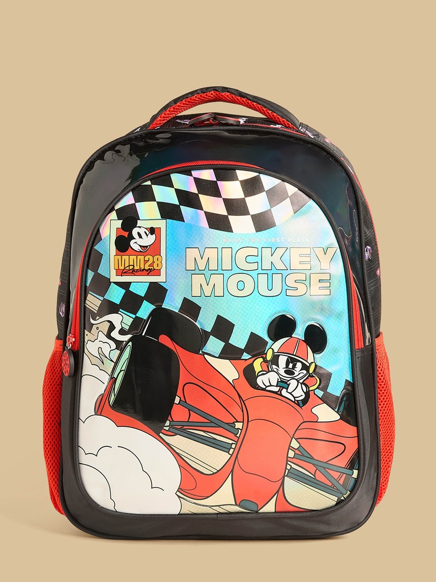 Mickey Mouse Print Backpack with Adjustable Straps