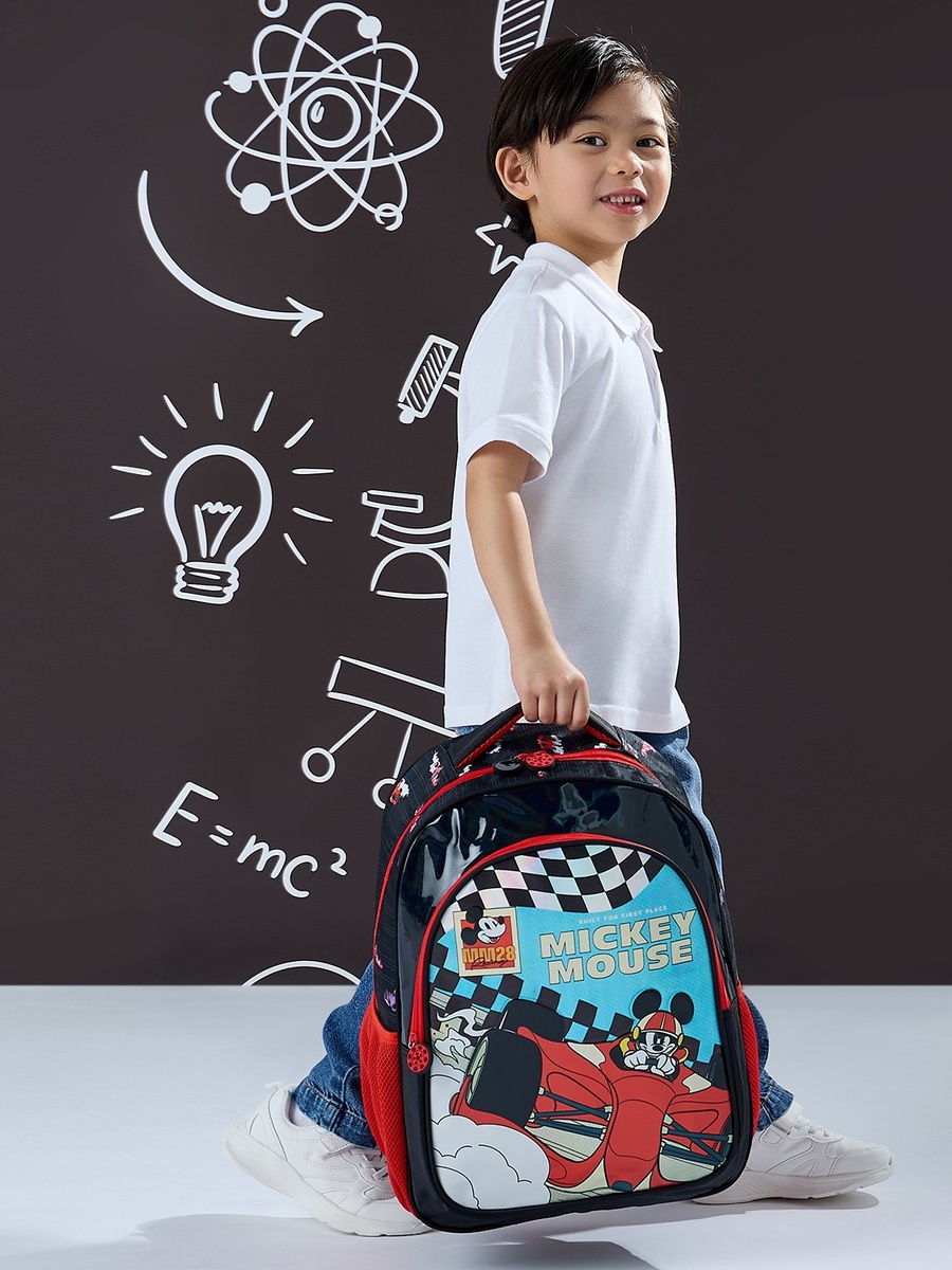 Mickey Mouse Print Backpack with Adjustable Straps
