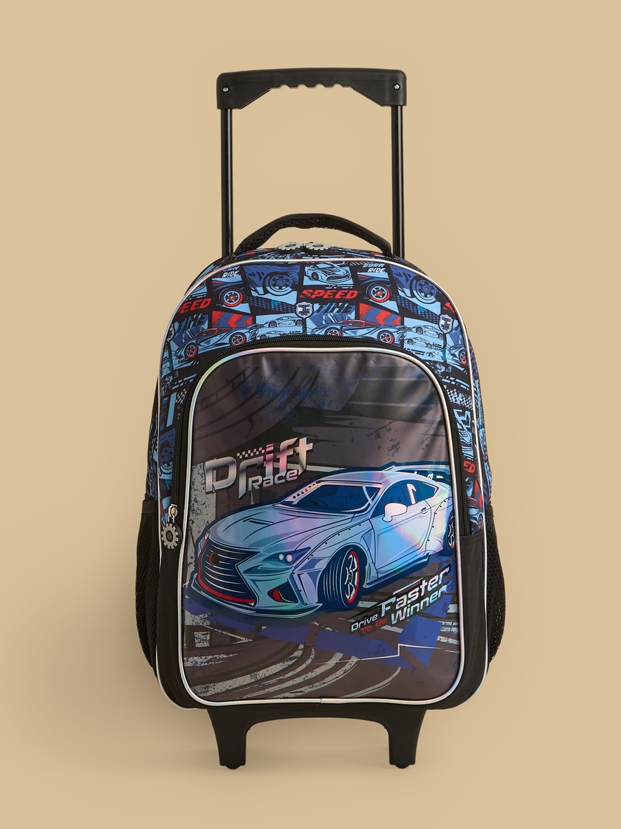 Racing Print 5-Piece Trolley Backpack Set
