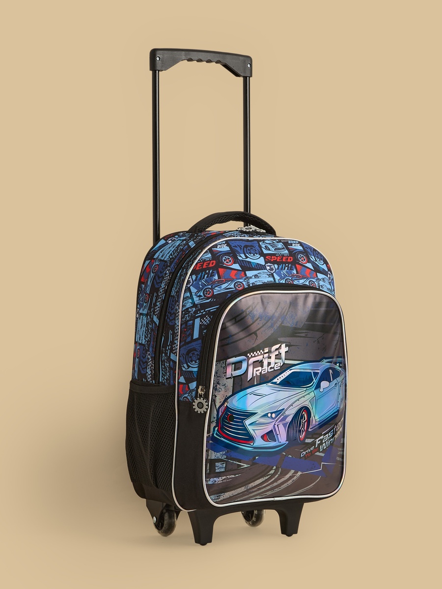 Racing Print 5-Piece Trolley Backpack Set