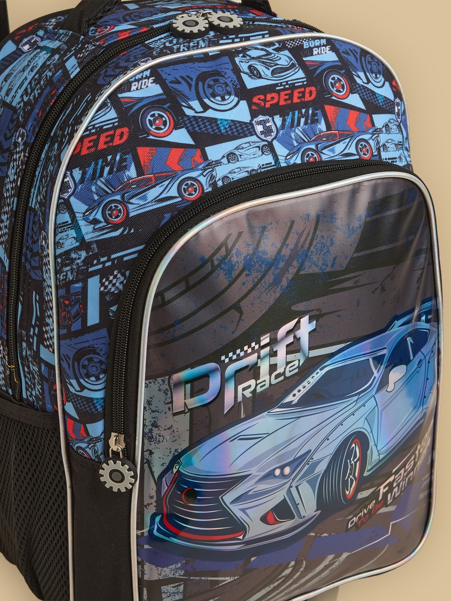 Racing Print 5-Piece Trolley Backpack Set