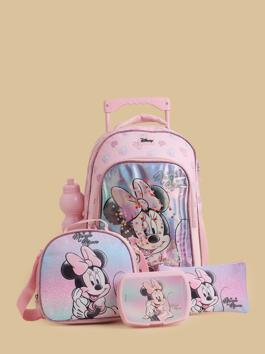 Minnie Mouse Print 5-Piece Trolley Backpack Set