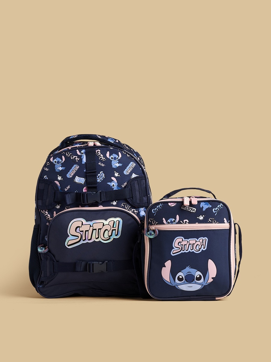 Stitch Print Backpack with Lunch Bag