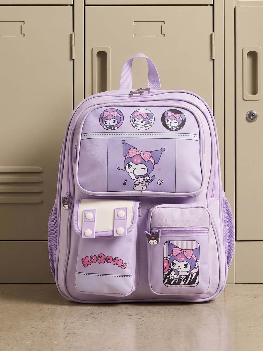 Kuromi Print Backpack with Adjustable Straps