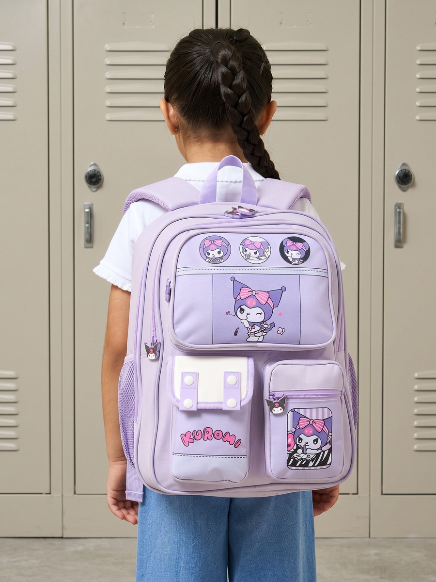 Kuromi Print Backpack with Adjustable Straps