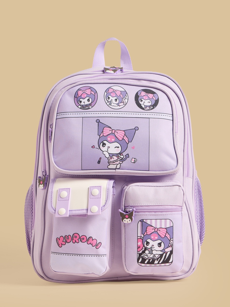 Kuromi Print Backpack with Adjustable Straps