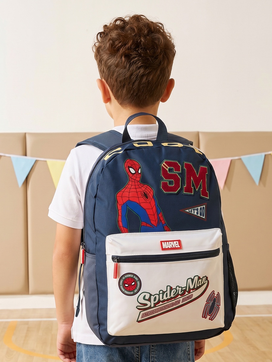 Spider-Man Print Backpack with Adjustable Shoulder Straps