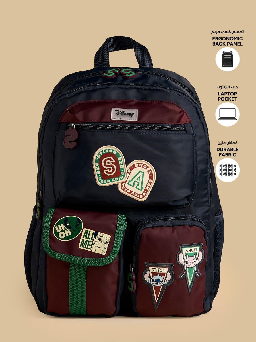 Stitch and Angel Applique Backpack with Adjustable Straps