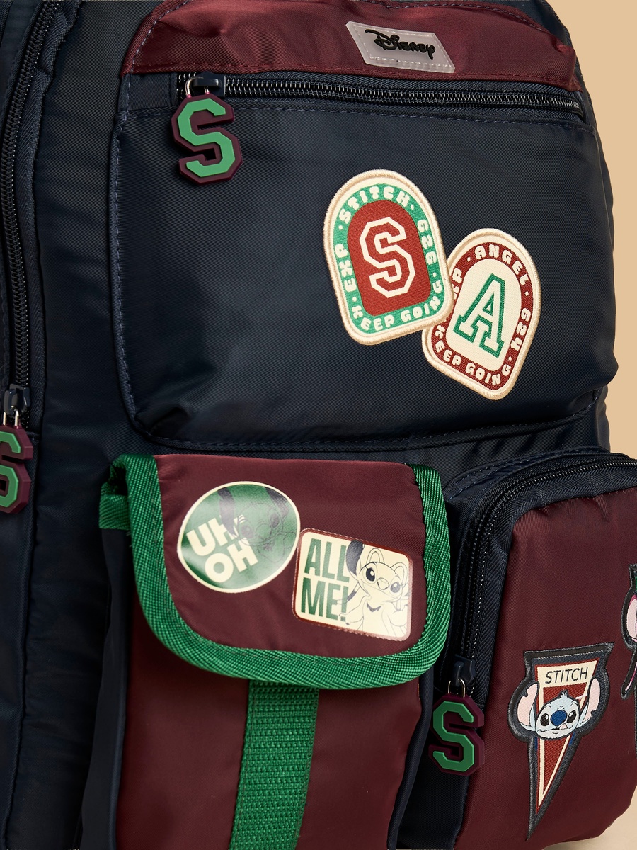 Stitch and Angel Applique Backpack with Adjustable Straps
