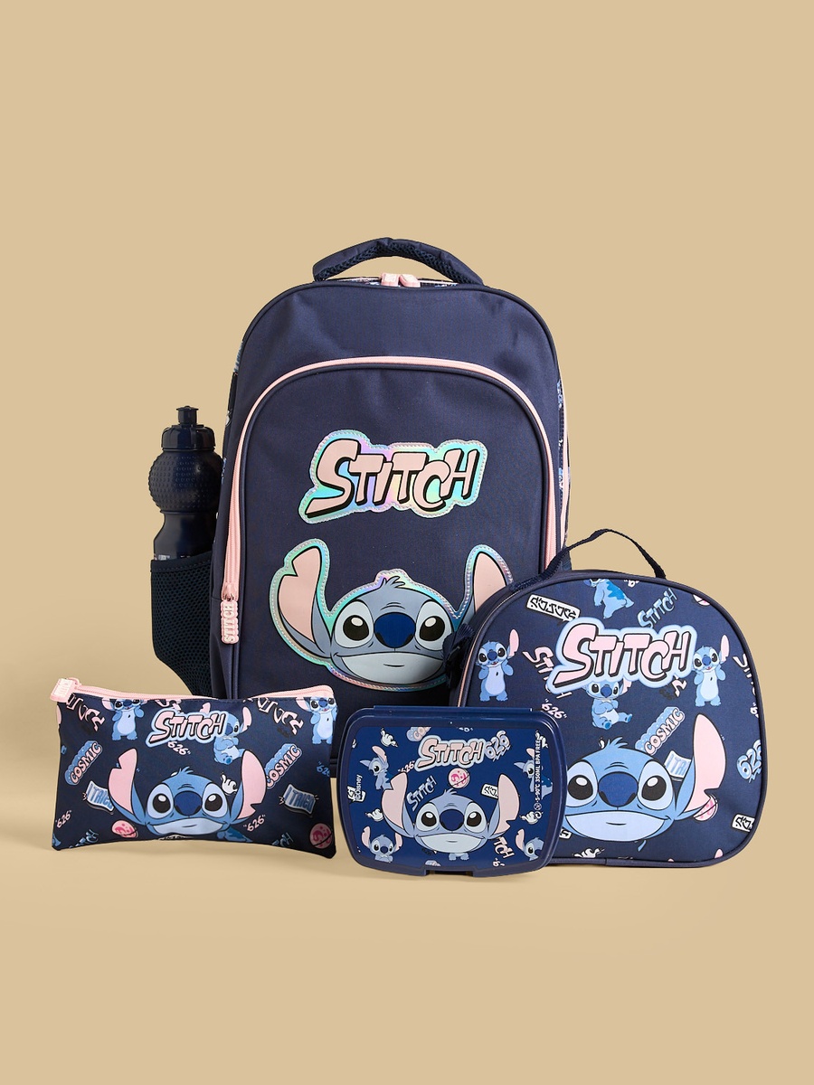 Stitch Print 5-Piece Trolley Backpack Set