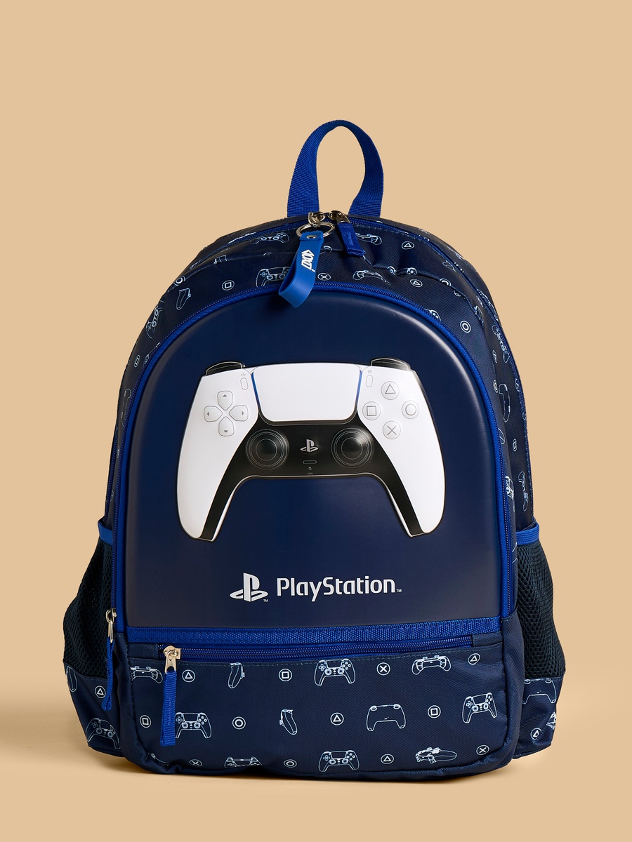 PlayStation Logo Print Padded Straps Backpack with Zip Closure