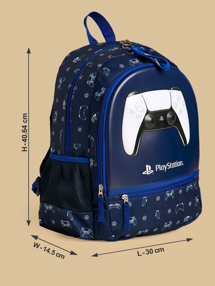 PlayStation Logo Print Padded Straps Backpack with Zip Closure