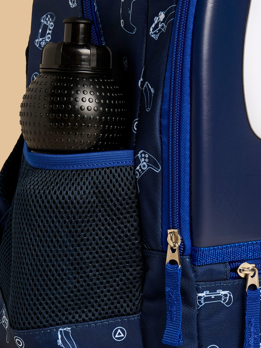 PlayStation Logo Print Padded Straps Backpack with Zip Closure