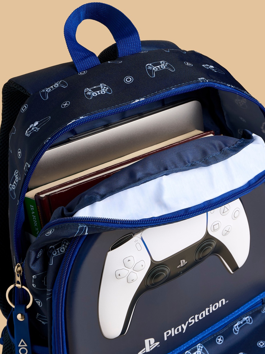 PlayStation Logo Print Padded Straps Backpack with Zip Closure