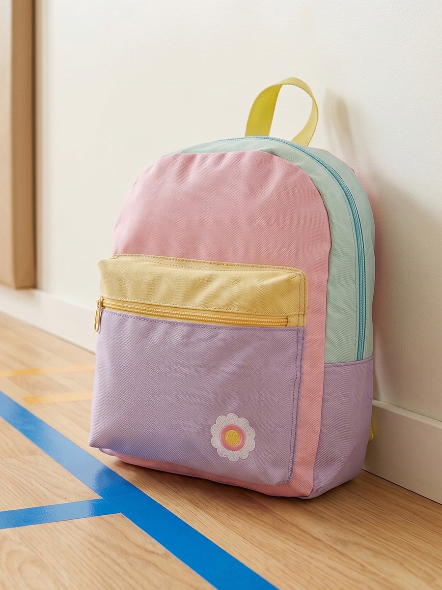 Colourblock Backpack with Padded Straps