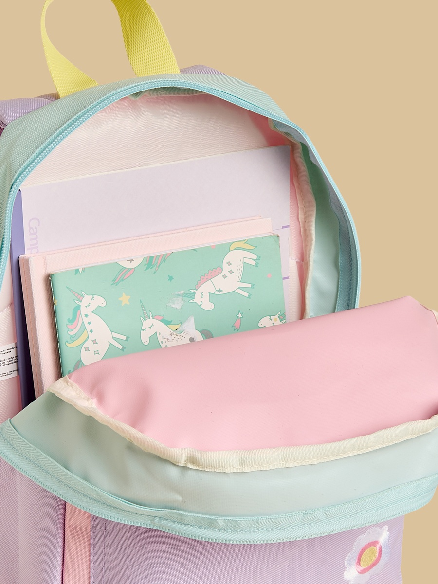 Colourblock Backpack with Padded Straps