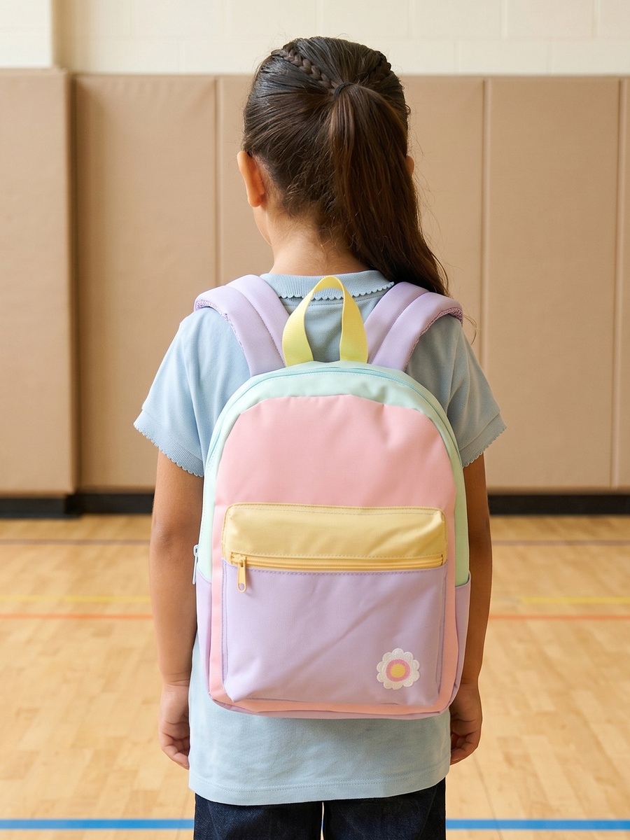 Colourblock Backpack with Padded Straps