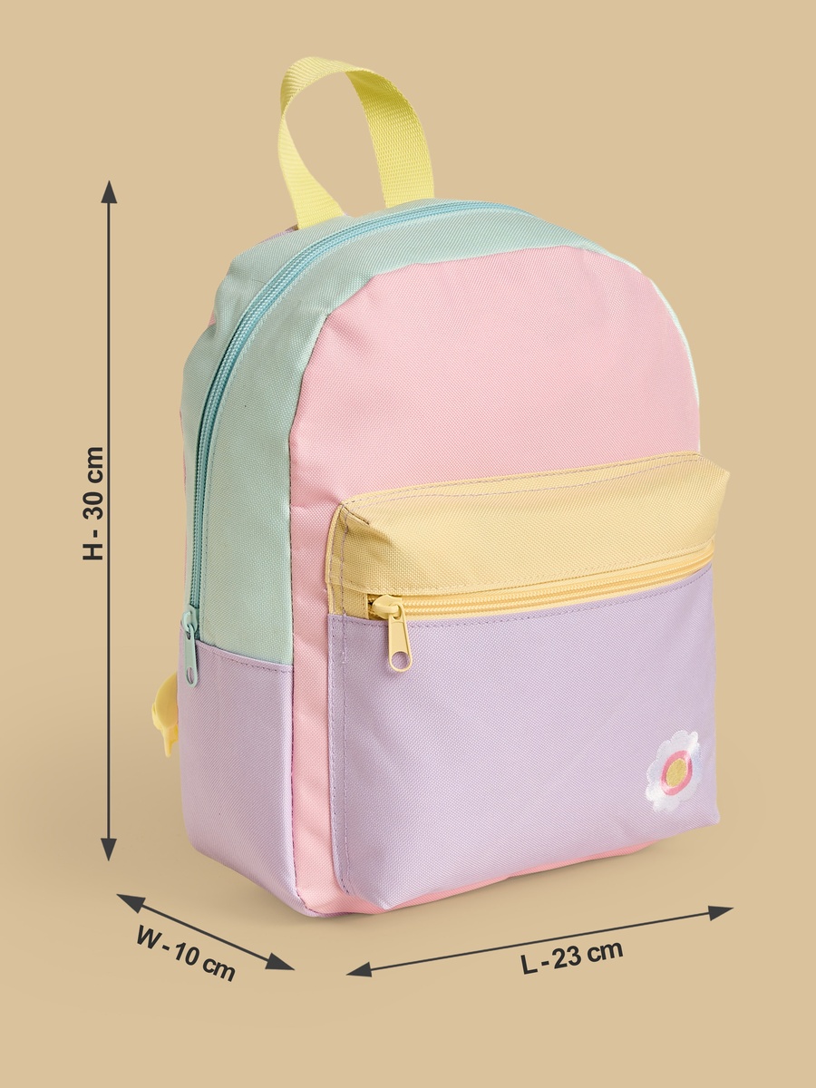 Colourblock Backpack with Padded Straps