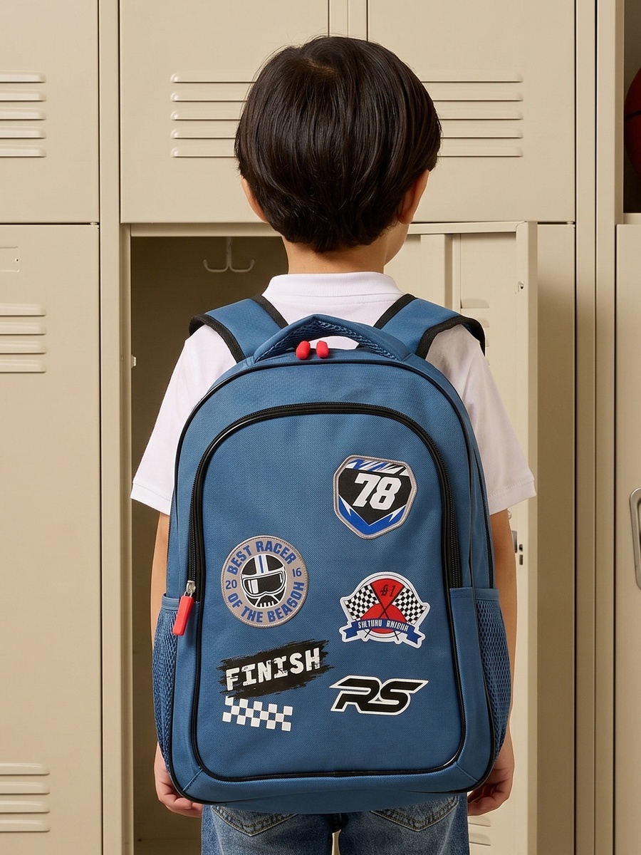 Racing Print Backpack with Adjustable Shoulder Straps