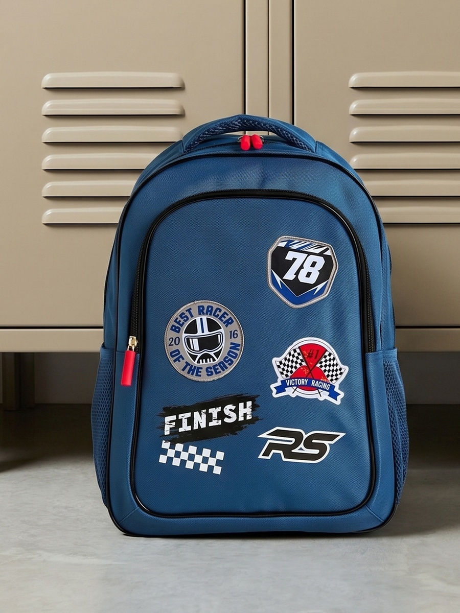 Racing Print Backpack with Adjustable Shoulder Straps
