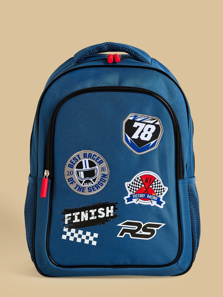 Racing Print Backpack with Adjustable Shoulder Straps