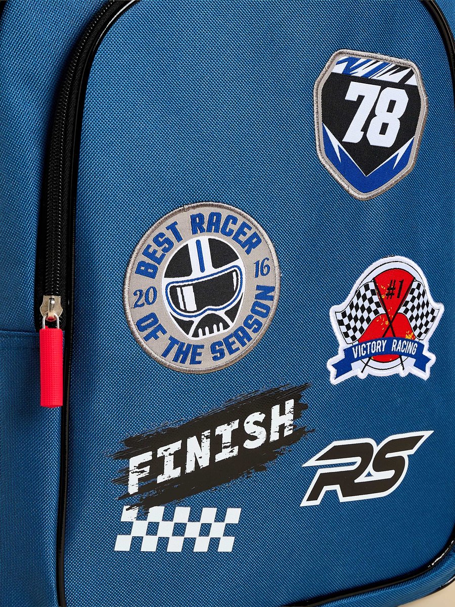 Racing Print Backpack with Adjustable Shoulder Straps