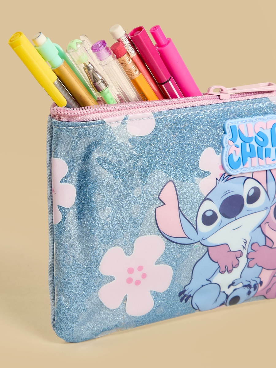 Stitch and Angel Print 5-Piece Trolley Backpack Set