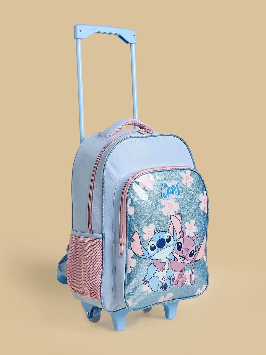 Stitch and Angel Print 5-Piece Trolley Backpack Set