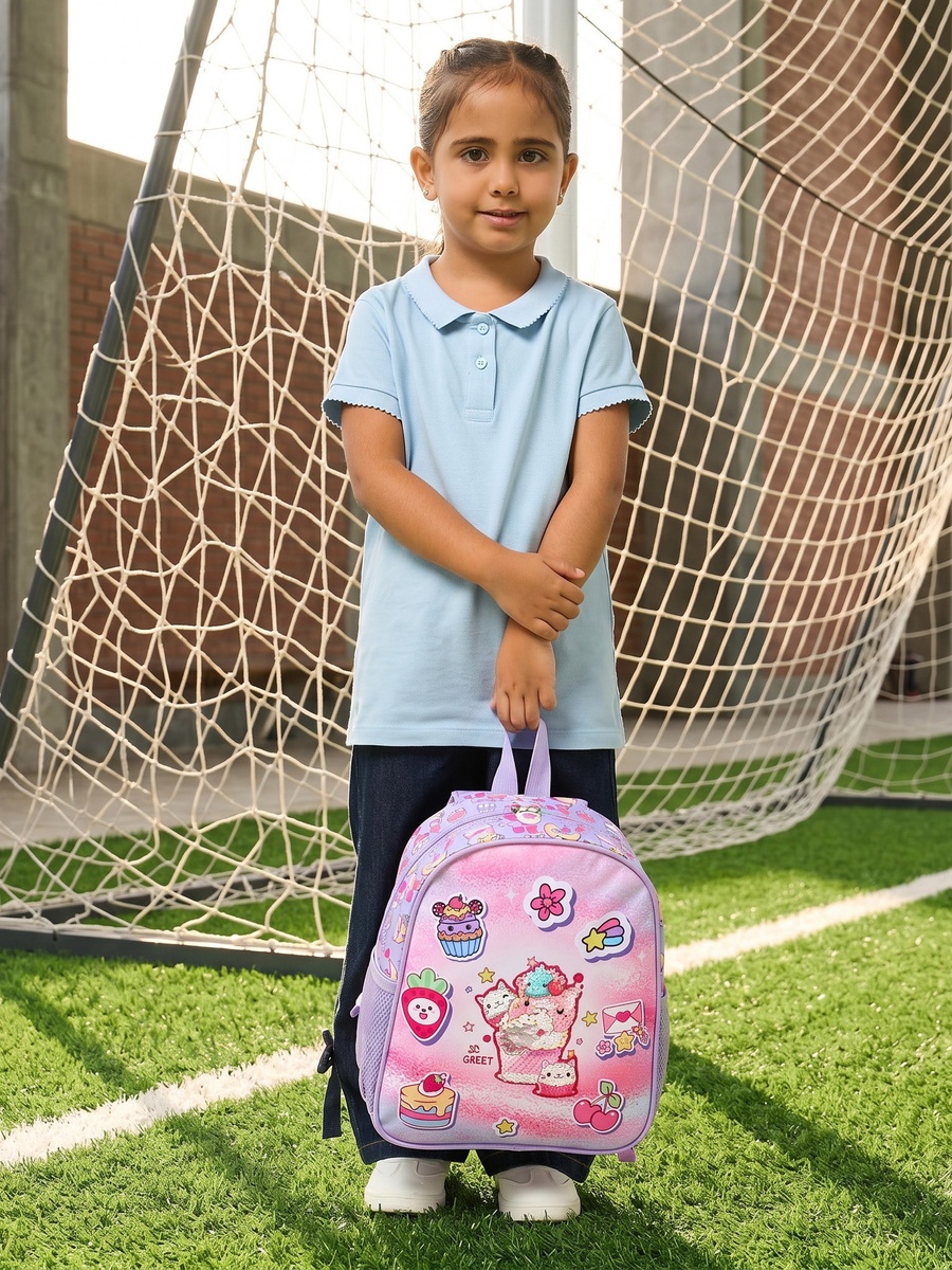 Cupcake Print Padded Shoulder Straps Backpack with Zip Closure