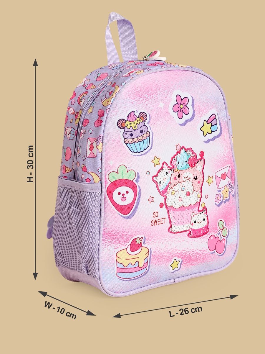 Cupcake Print Padded Shoulder Straps Backpack with Zip Closure