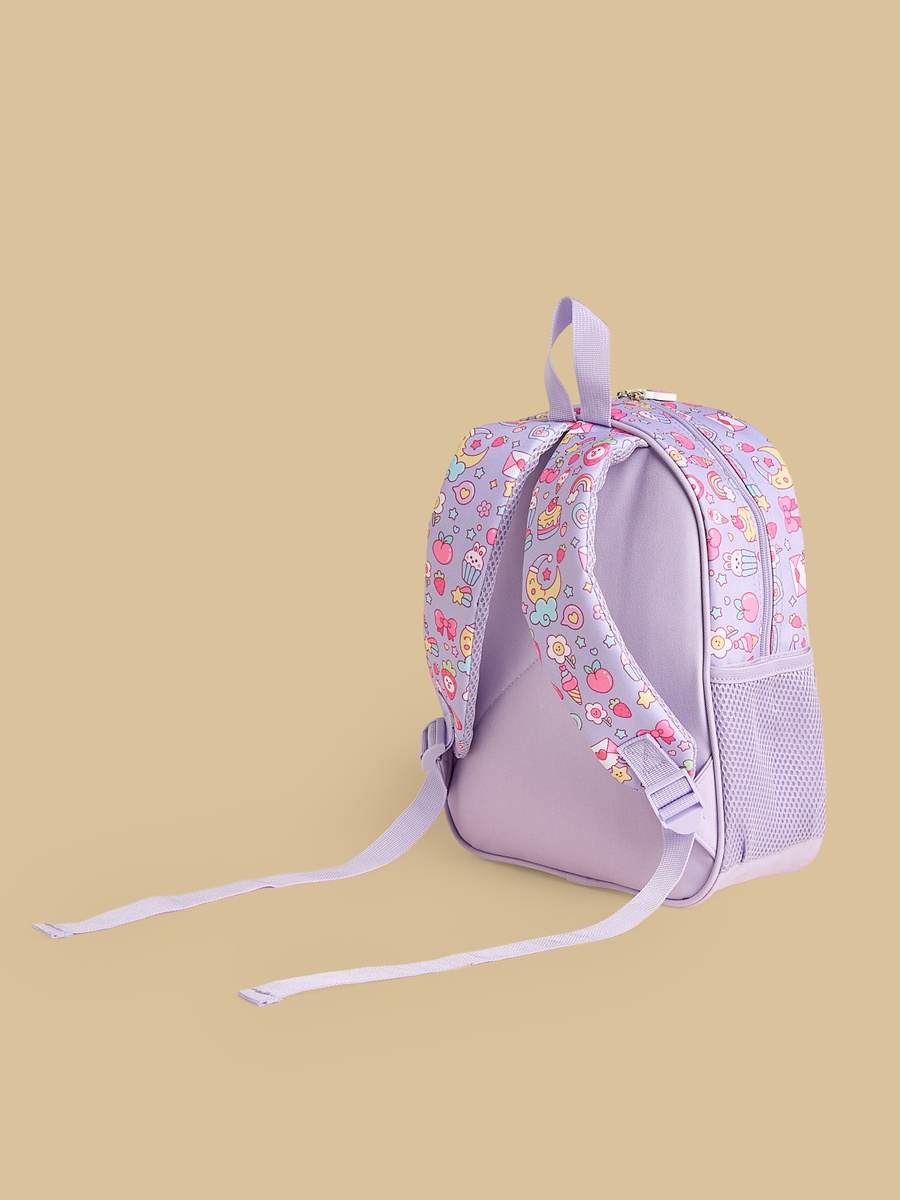 Cupcake Print Padded Shoulder Straps Backpack with Zip Closure