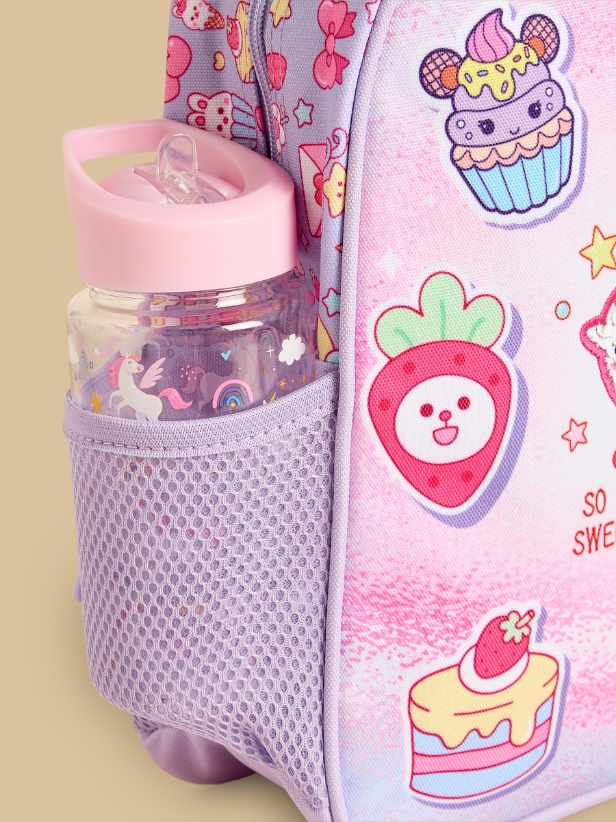 Cupcake Print Padded Shoulder Straps Backpack with Zip Closure