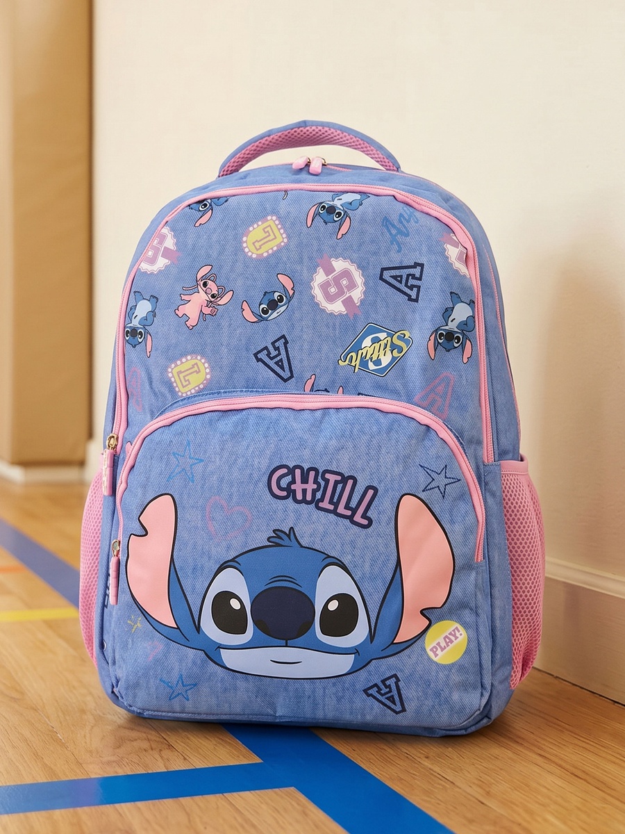 Stitch Print Backpack with Adjustable Straps