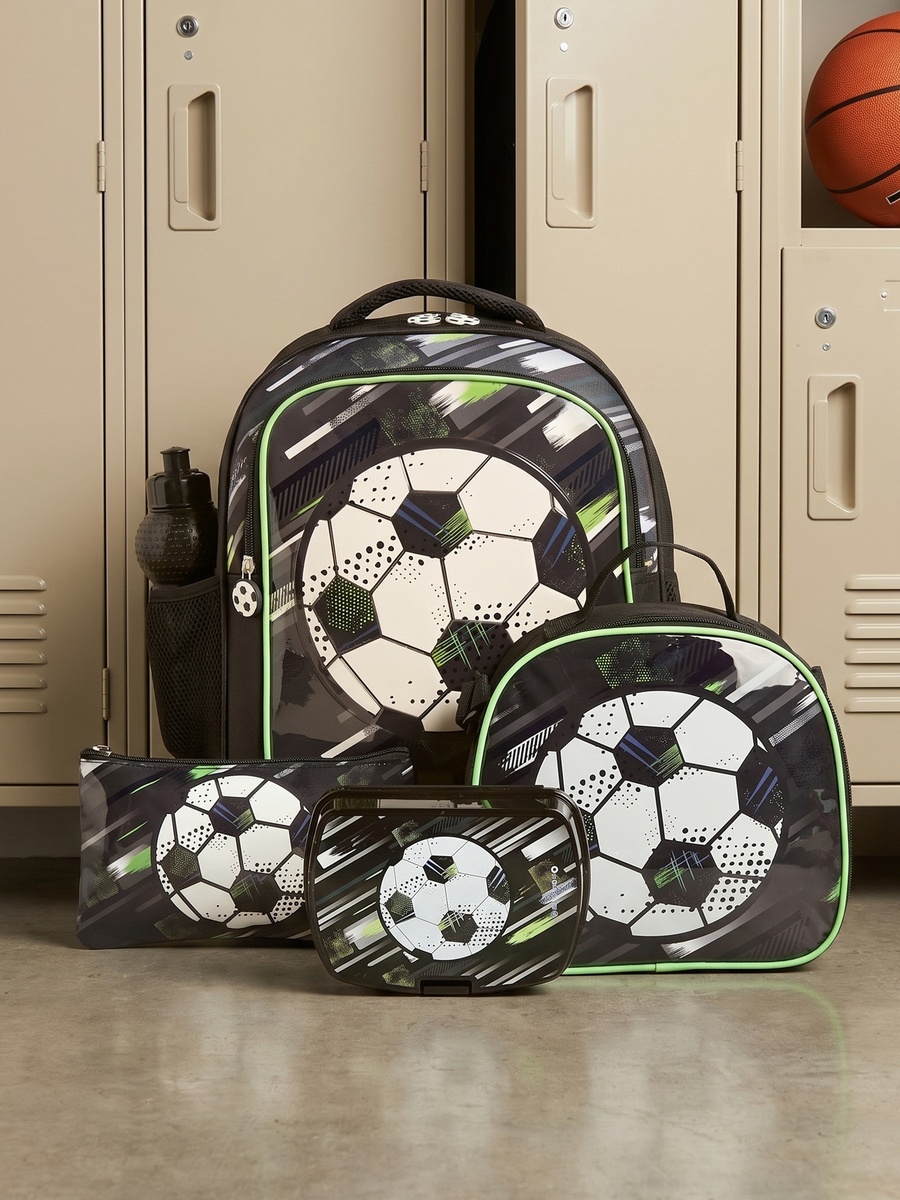 Football Print 5-Piece Trolley Bag Set