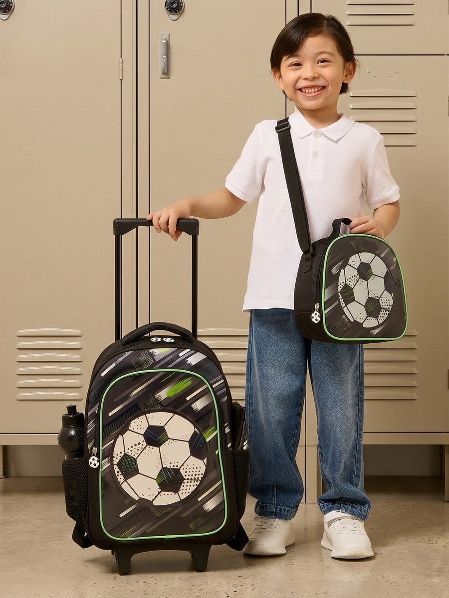 Football Print 5-Piece Trolley Bag Set