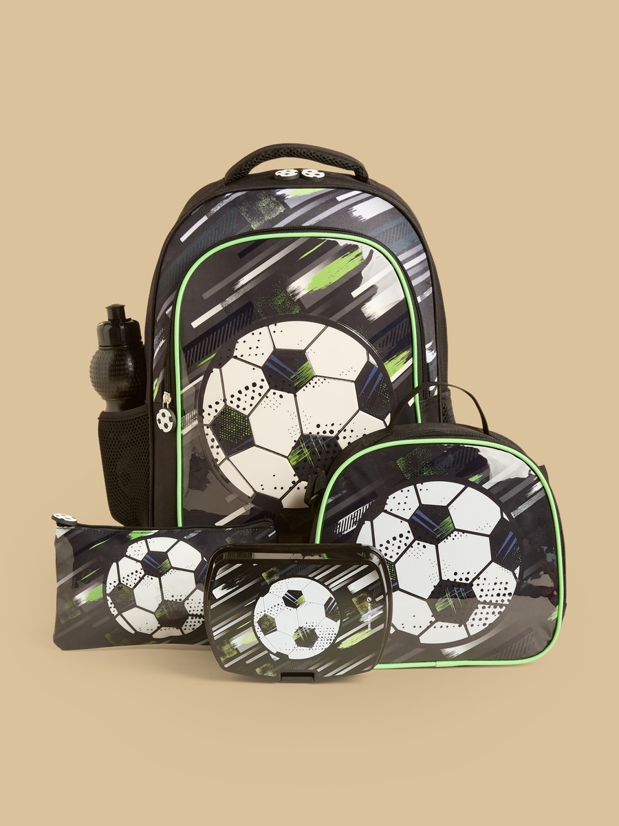 Football Print 5-Piece Trolley Bag Set