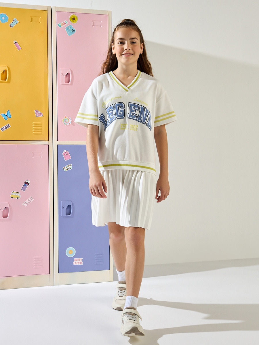 Varsity Print V Neck Dress