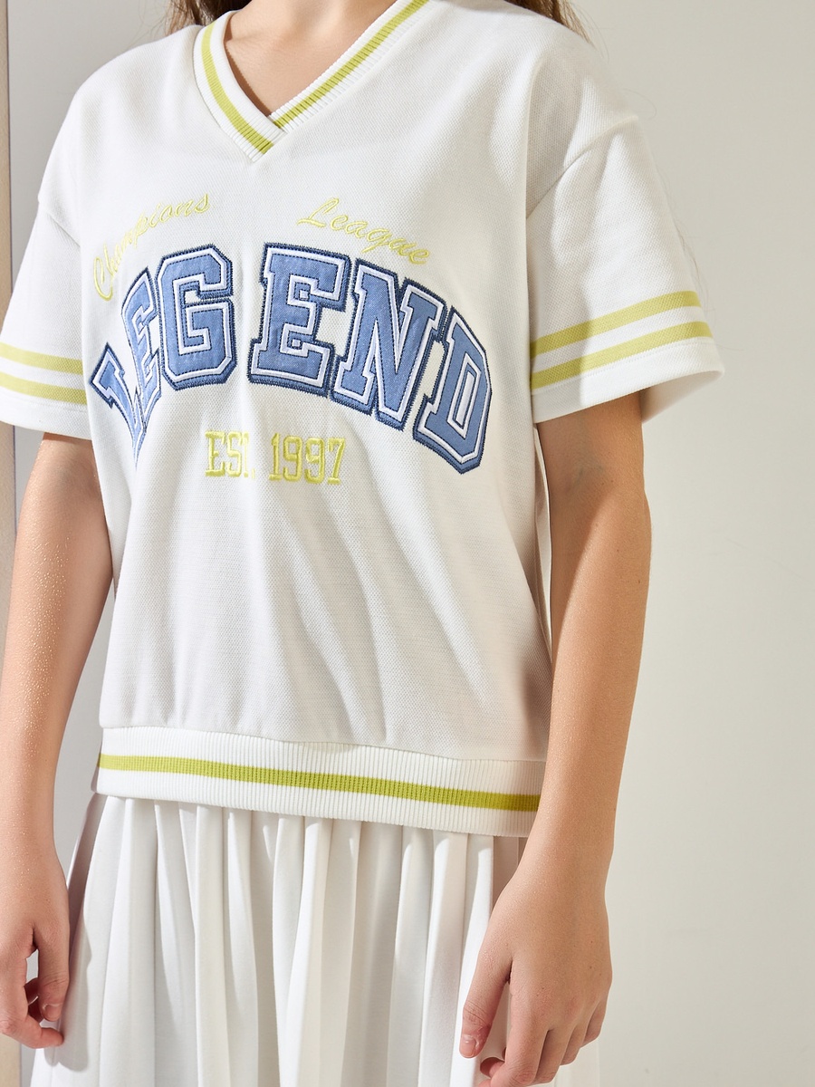 Varsity Print V Neck Dress
