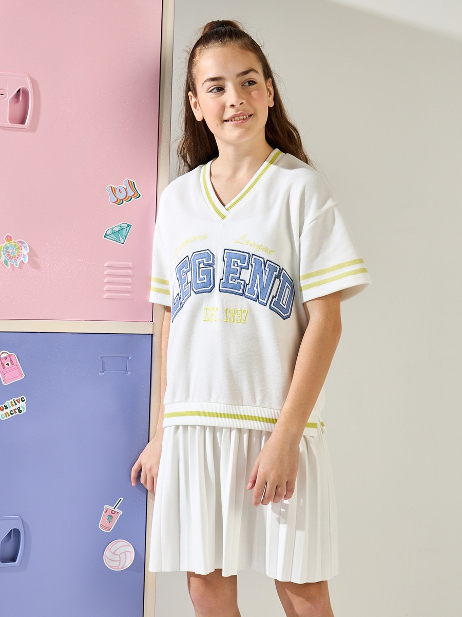 Varsity Print V Neck Dress